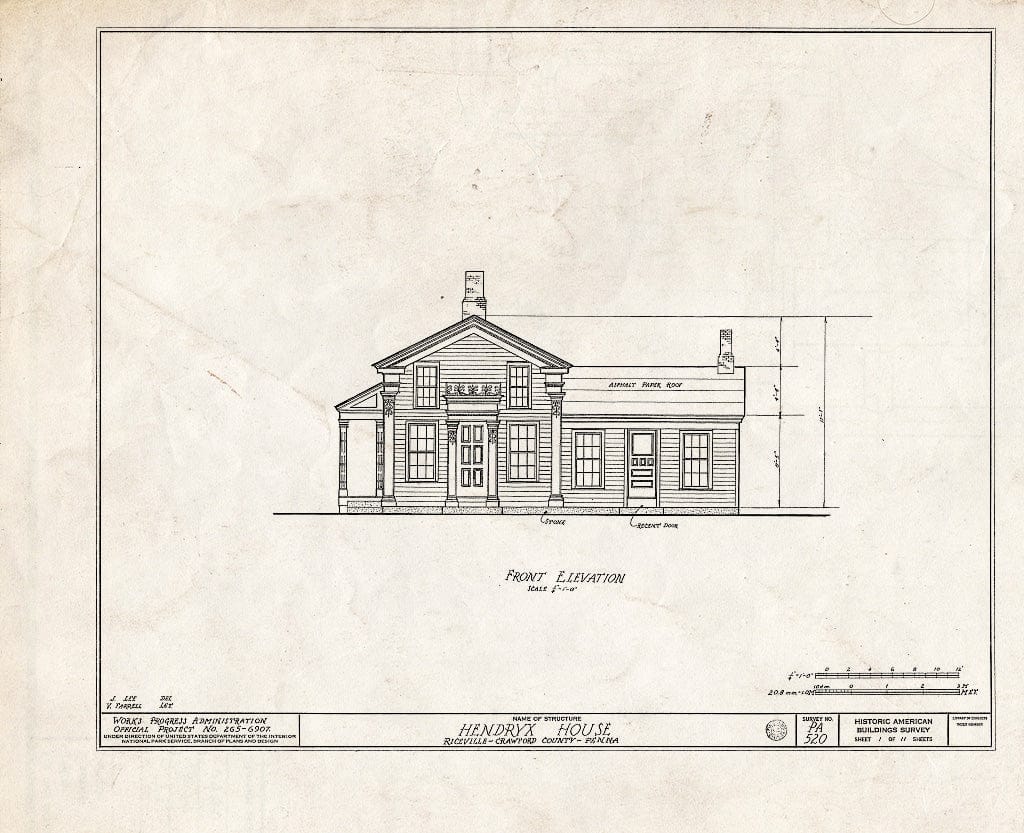 Blueprint HABS PA,20-RICVI,3- (Sheet 1 of 11) - Hendryx House, State Route 77, Riceville, Crawford County, PA
