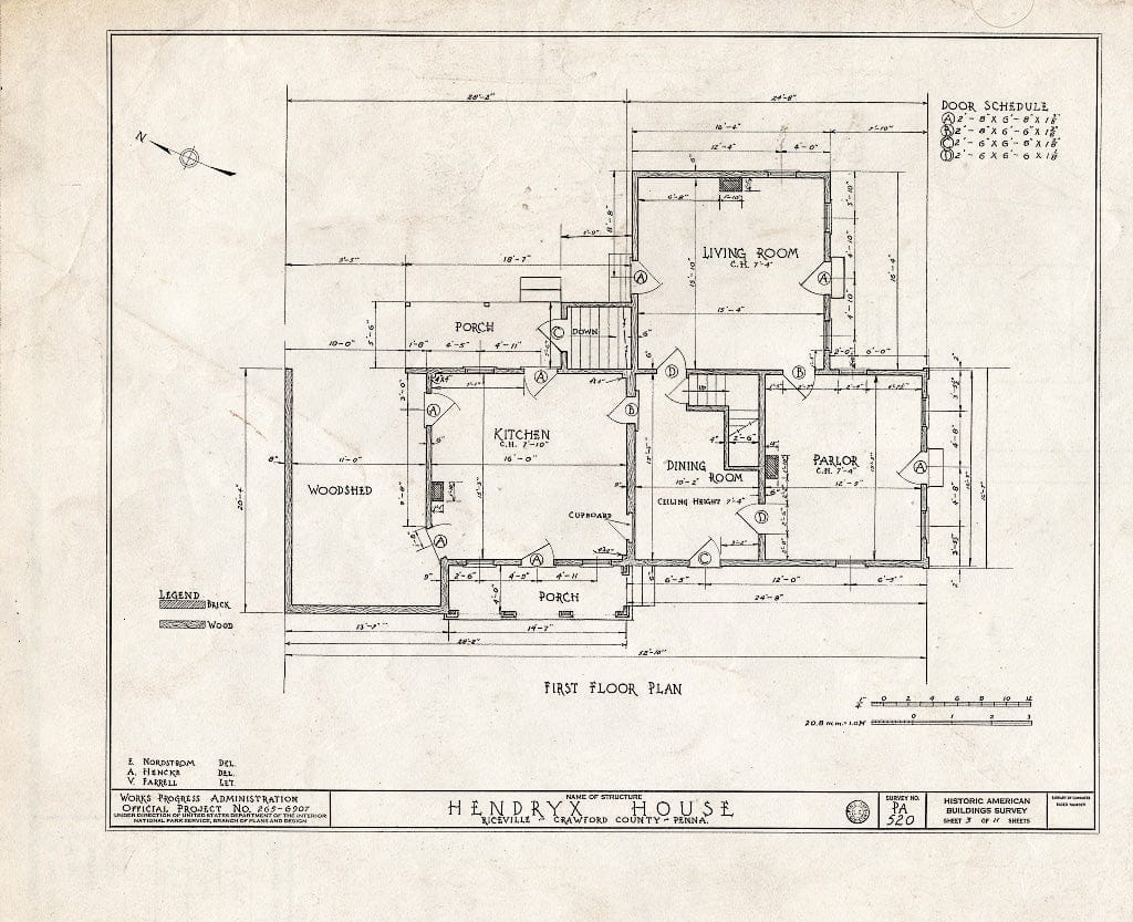 Blueprint HABS PA,20-RICVI,3- (Sheet 3 of 11) - Hendryx House, State Route 77, Riceville, Crawford County, PA