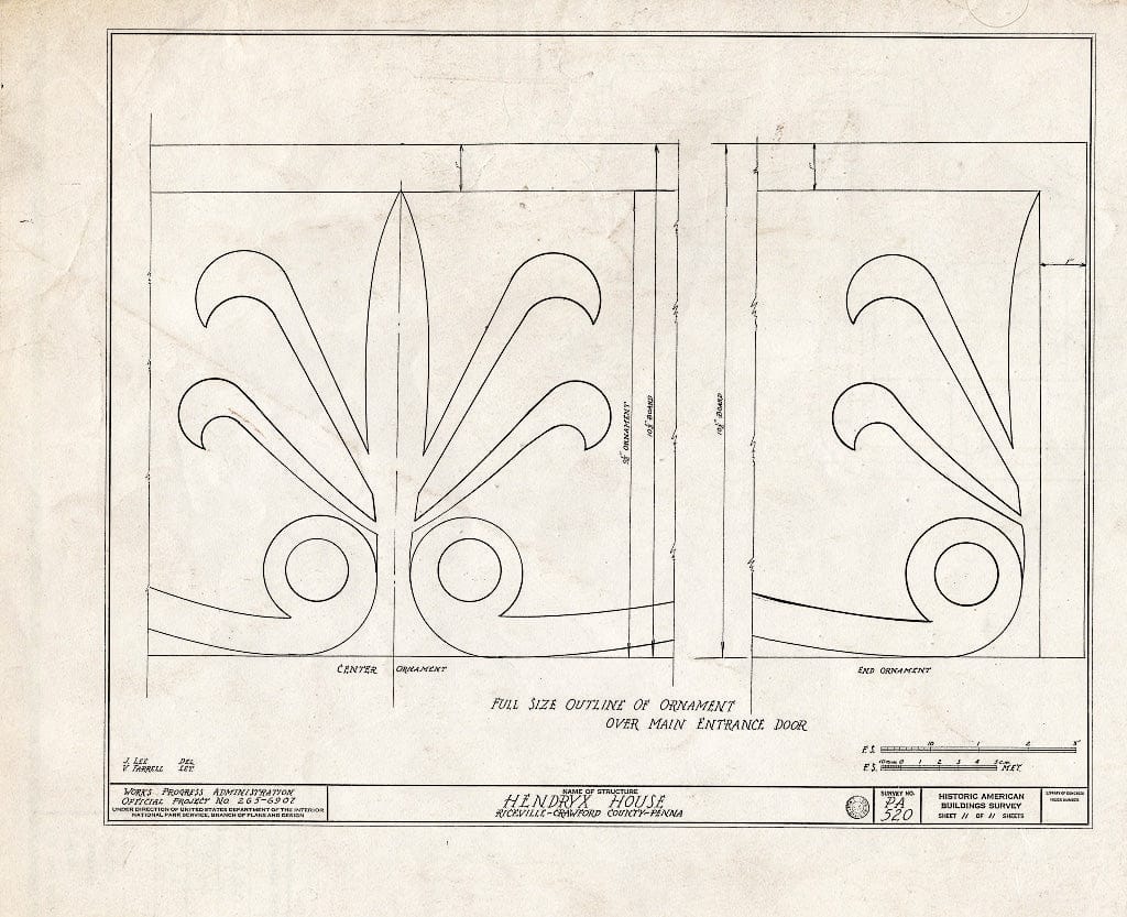 Blueprint HABS PA,20-RICVI,3- (Sheet 11 of 11) - Hendryx House, State Route 77, Riceville, Crawford County, PA