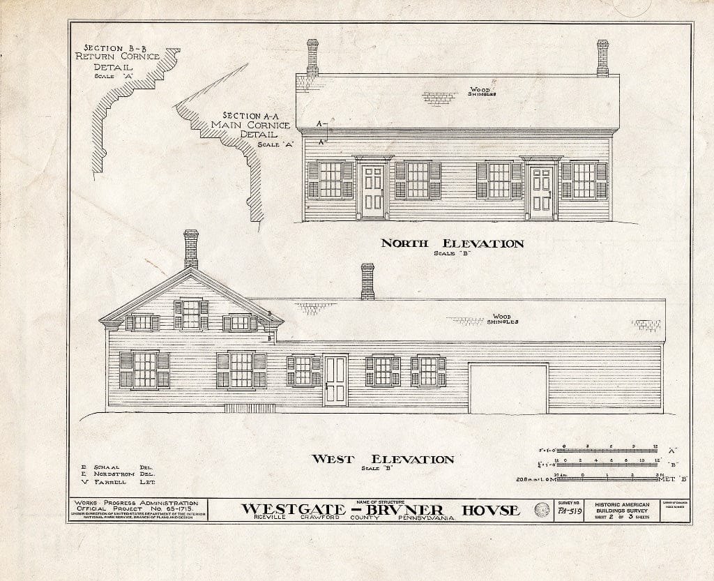 Blueprint HABS PA,20-RICVI,2- (Sheet 2 of 3) - Westgate-Bruner House, State Route 77, Riceville, Crawford County, PA