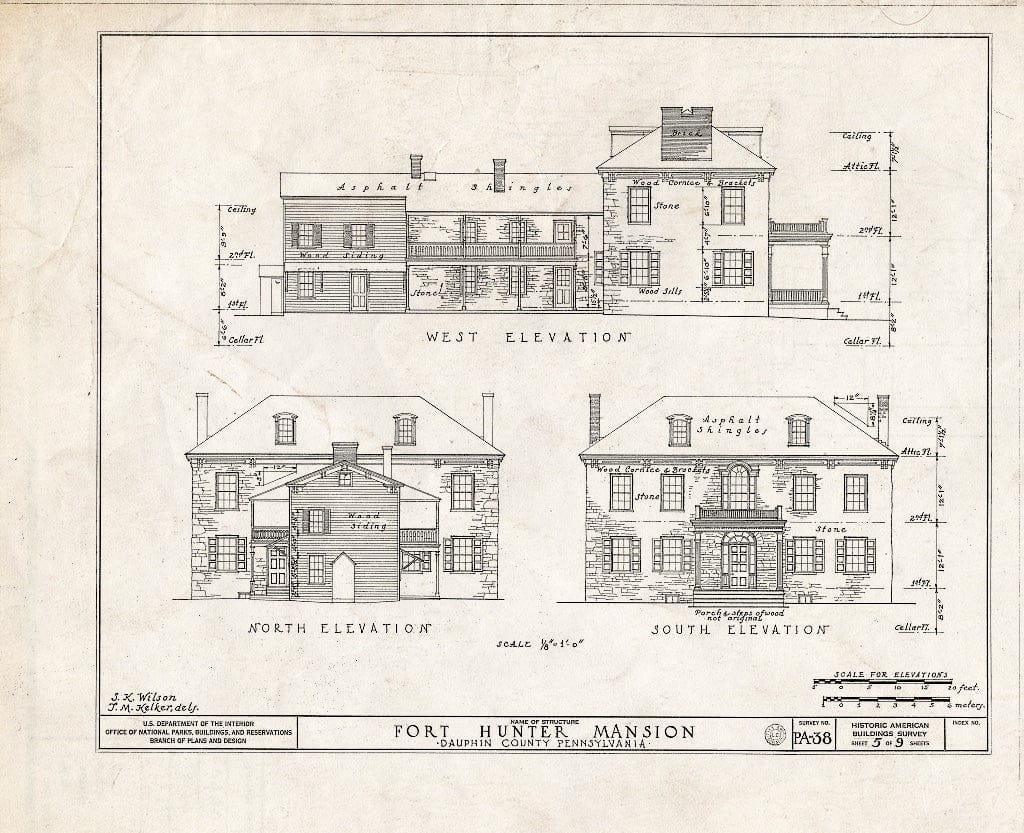 Blueprint HABS PA,22-FOHUN,1- (Sheet 5 of 9) - Fort Hunter Mansion, Fort Hunter, Dauphin County, PA