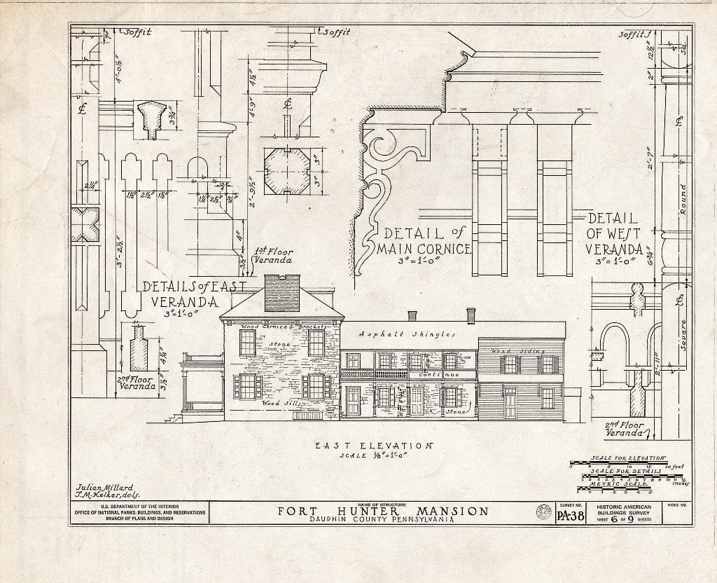 Blueprint HABS PA,22-FOHUN,1- (Sheet 6 of 9) - Fort Hunter Mansion, Fort Hunter, Dauphin County, PA