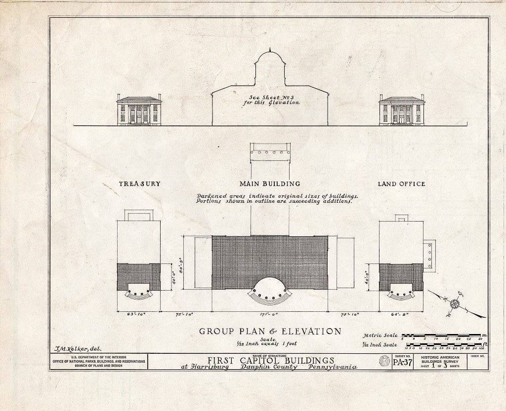Blueprint HABS PA,22-HARBU,1- (Sheet 1 of 3) - First Capitol Buildings, Harrisburg, Dauphin County, PA