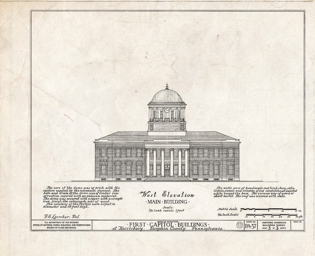 Blueprint HABS PA,22-HARBU,1- (Sheet 3 of 3) - First Capitol Buildings, Harrisburg, Dauphin County, PA