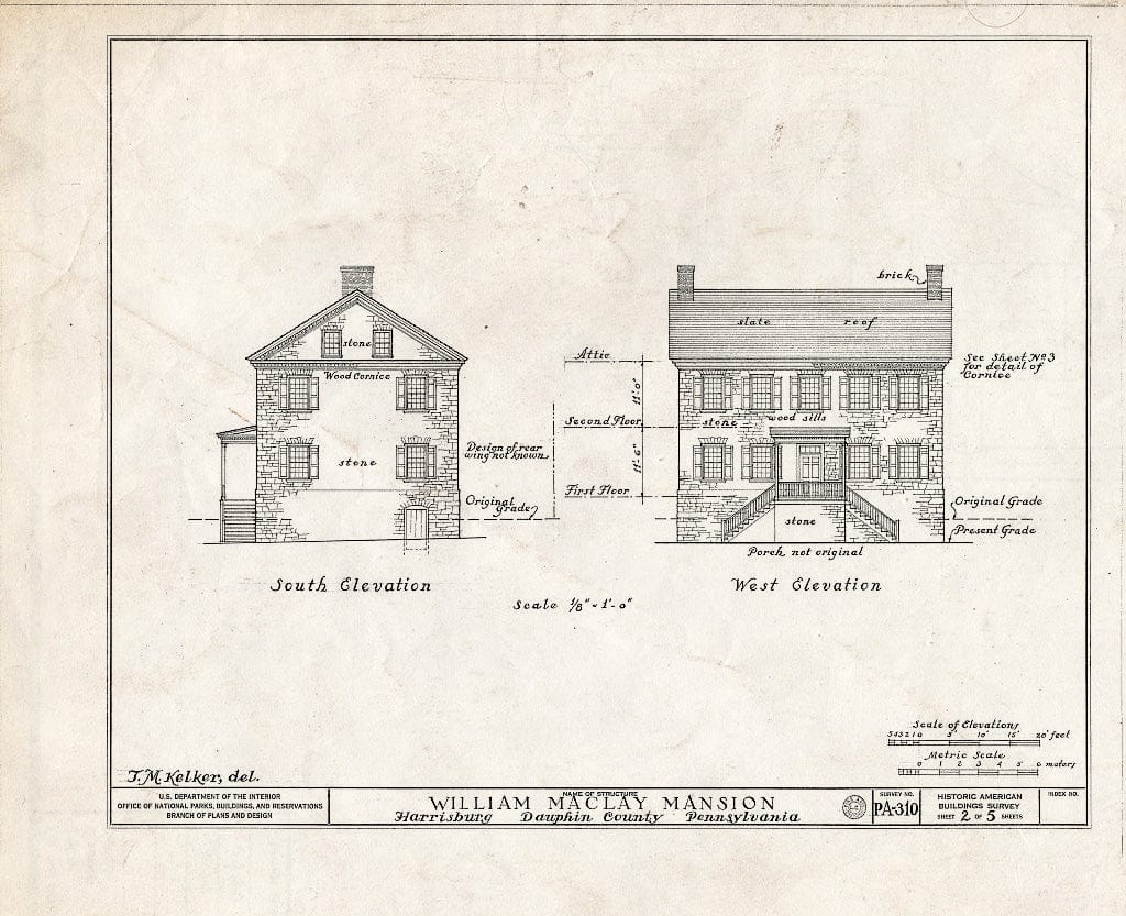 Blueprint HABS PA,2-HARBU,3- (Sheet 2 of 5) - William Maclay Mansion, Front & South Streets, Harrisburg, Dauphin County, PA