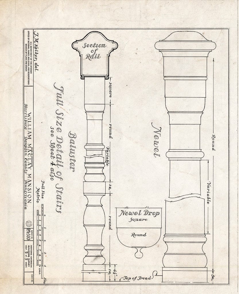Blueprint HABS PA,2-HARBU,3- (Sheet 5 of 5) - William Maclay Mansion, Front & South Streets, Harrisburg, Dauphin County, PA