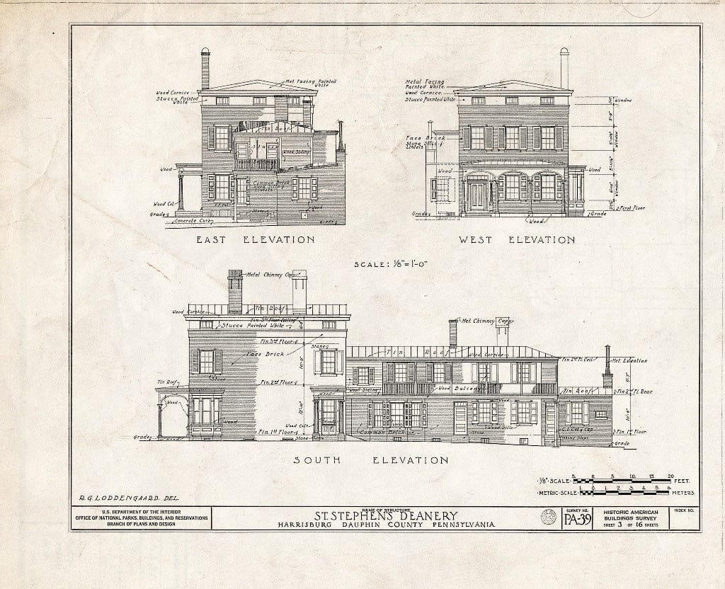 Blueprint HABS PA,22-HARBU,2- (Sheet 3 of 16) - St. Stephen's Protestant Episcopal Church, Residence of Dean, 215 North Front Street, Harrisburg, Dauphin County, PA