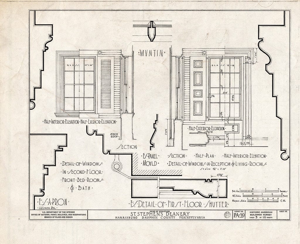 Blueprint HABS PA,22-HARBU,2- (Sheet 5 of 16) - St. Stephen's Protestant Episcopal Church, Residence of Dean, 215 North Front Street, Harrisburg, Dauphin County, PA