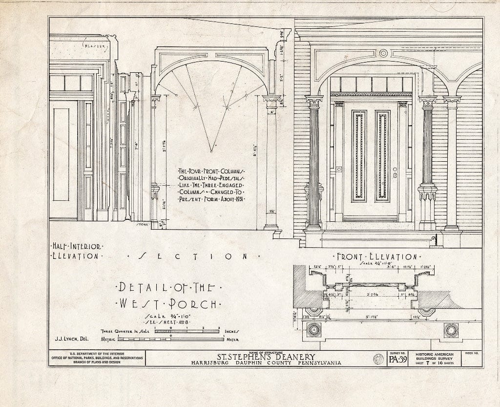 Blueprint HABS PA,22-HARBU,2- (Sheet 7 of 16) - St. Stephen's Protestant Episcopal Church, Residence of Dean, 215 North Front Street, Harrisburg, Dauphin County, PA