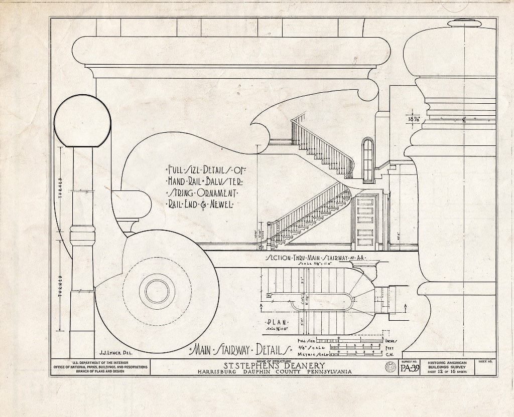 Blueprint HABS PA,22-HARBU,2- (Sheet 12 of 16) - St. Stephen's Protestant Episcopal Church, Residence of Dean, 215 North Front Street, Harrisburg, Dauphin County, PA