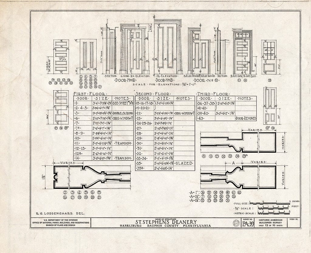 Blueprint HABS PA,22-HARBU,2- (Sheet 13 of 16) - St. Stephen's Protestant Episcopal Church, Residence of Dean, 215 North Front Street, Harrisburg, Dauphin County, PA