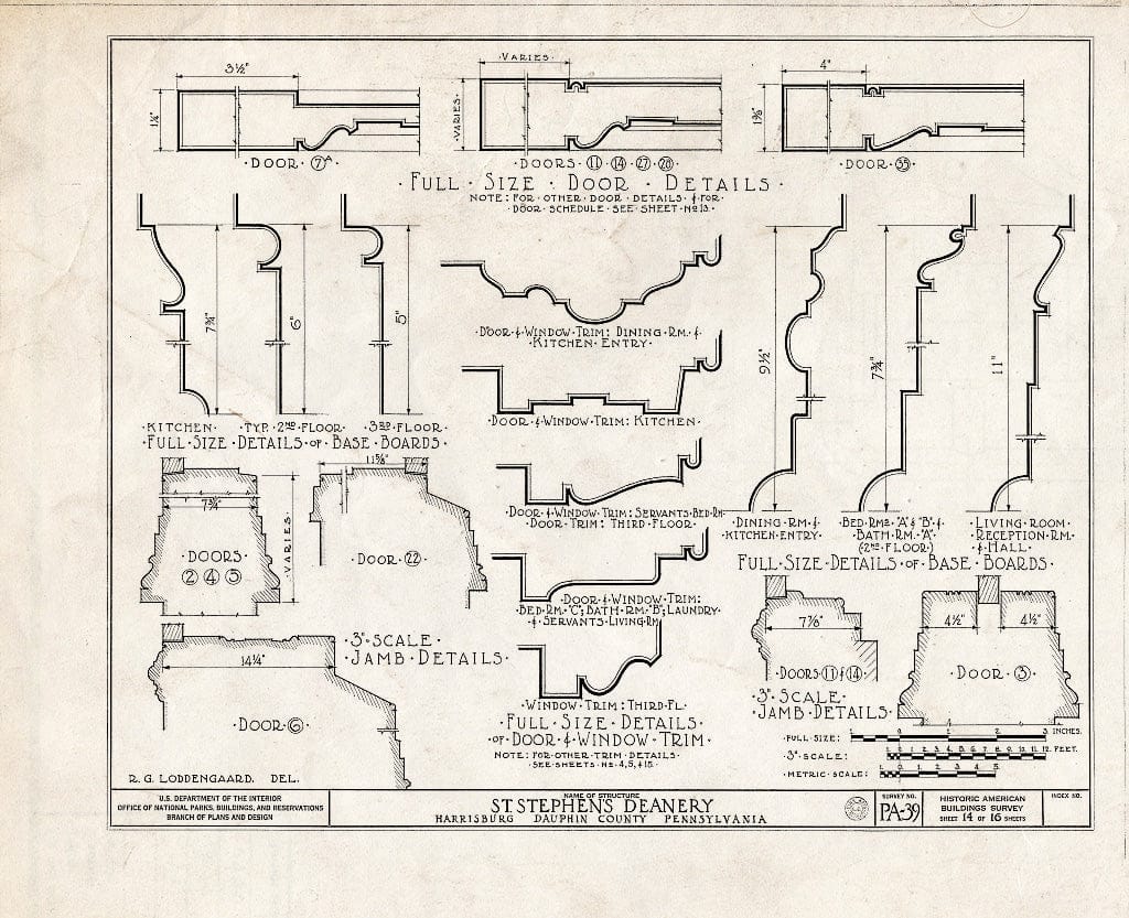 Blueprint HABS PA,22-HARBU,2- (Sheet 14 of 16) - St. Stephen's Protestant Episcopal Church, Residence of Dean, 215 North Front Street, Harrisburg, Dauphin County, PA