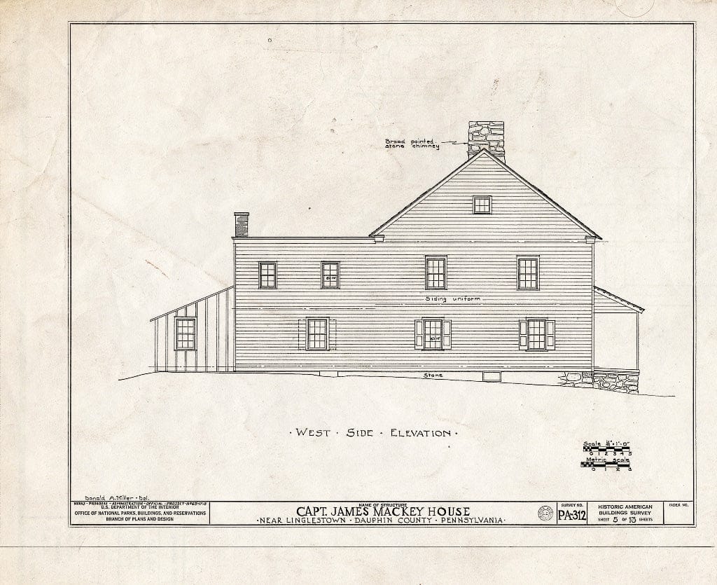 Blueprint HABS PA,22-LING.V,1- (Sheet 5 of 13) - Captain James Mackey House, Linglestown, Dauphin County, PA