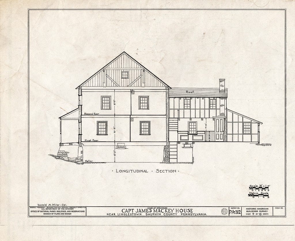 Blueprint HABS PA,22-LING.V,1- (Sheet 7 of 13) - Captain James Mackey House, Linglestown, Dauphin County, PA