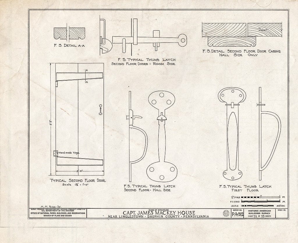 Blueprint HABS PA,22-LING.V,1- (Sheet 11 of 13) - Captain James Mackey House, Linglestown, Dauphin County, PA