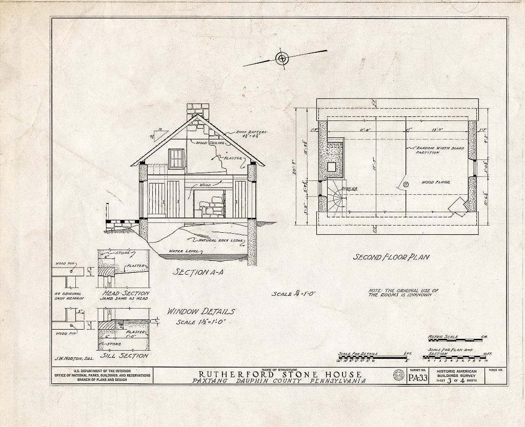 Blueprint HABS PA,22-Pax,3- (Sheet 3 of 4) - Rutherford Stone House, Paxtang, Dauphin County, PA
