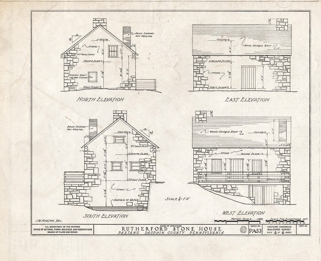 Blueprint HABS PA,22-Pax,3- (Sheet 4 of 4) - Rutherford Stone House, Paxtang, Dauphin County, PA