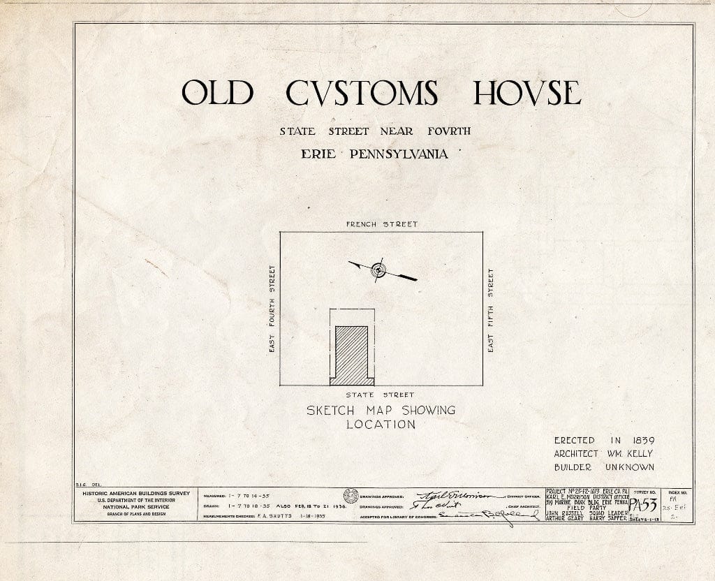 Blueprint HABS PA,25-ERI,2- (Sheet 0 of 13) - Old Customs House, 415 State Street, Erie, Erie County, PA