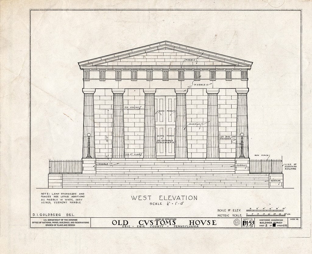 Blueprint HABS PA,25-ERI,2- (Sheet 2 of 13) - Old Customs House, 415 State Street, Erie, Erie County, PA