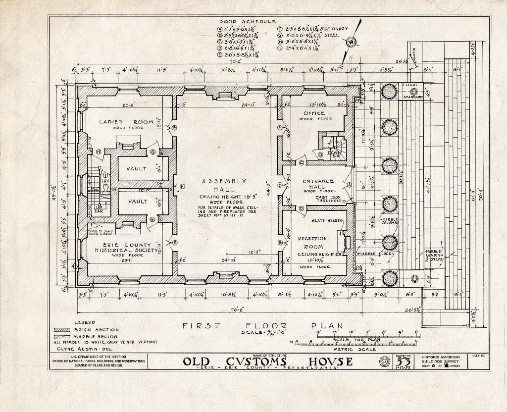 Blueprint HABS PA,25-ERI,2- (Sheet 6 of 13) - Old Customs House, 415 State Street, Erie, Erie County, PA