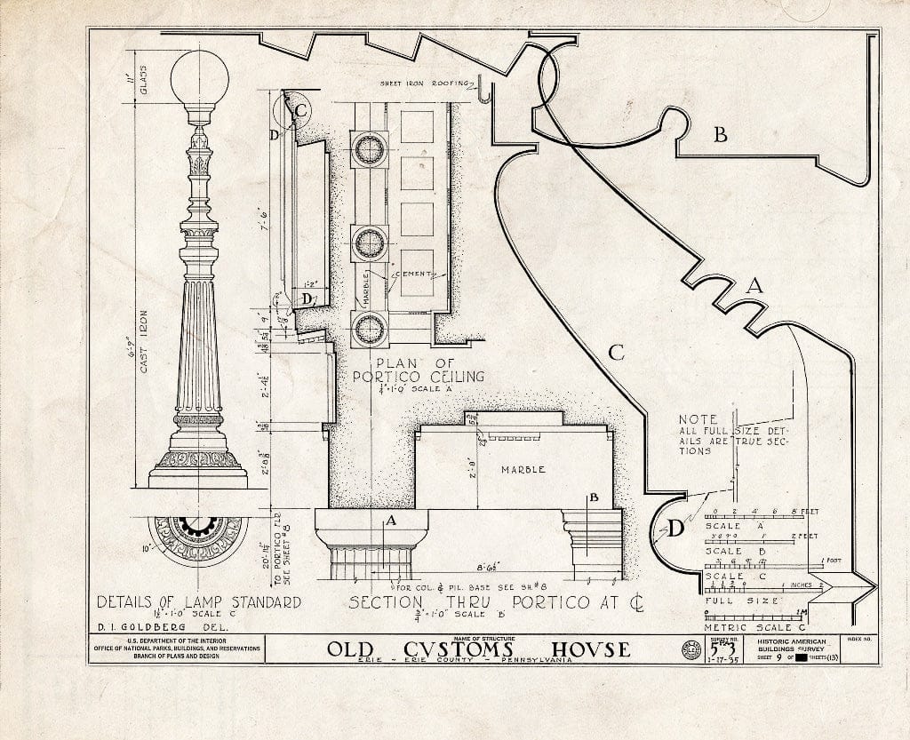 Blueprint HABS PA,25-ERI,2- (Sheet 9 of 13) - Old Customs House, 415 State Street, Erie, Erie County, PA