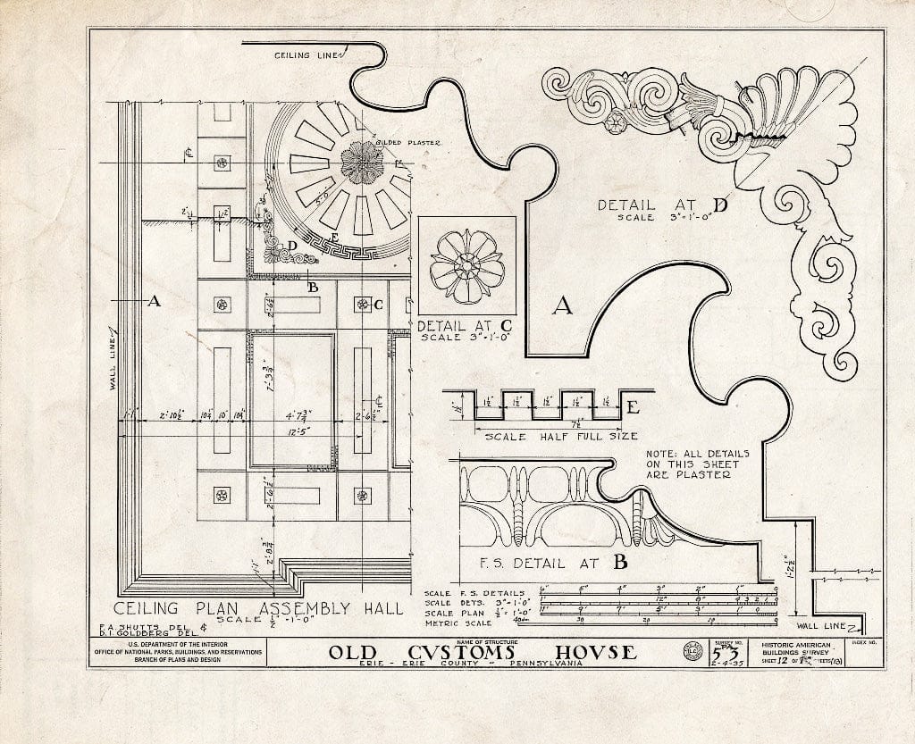 Blueprint HABS PA,25-ERI,2- (Sheet 12 of 13) - Old Customs House, 415 State Street, Erie, Erie County, PA