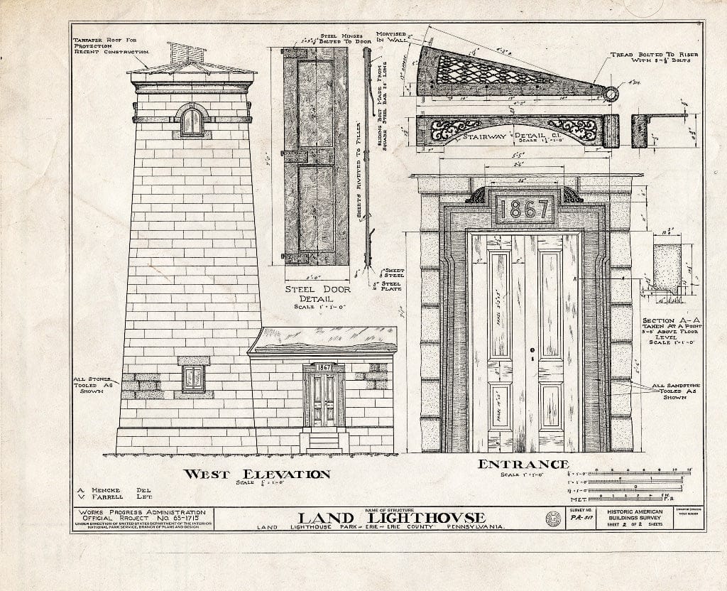 Blueprint HABS PA,25-ERI,5- (Sheet 2 of 2) - Land Lighthouse, Front Street, Land Lighthouse Park, Erie, Erie County, PA