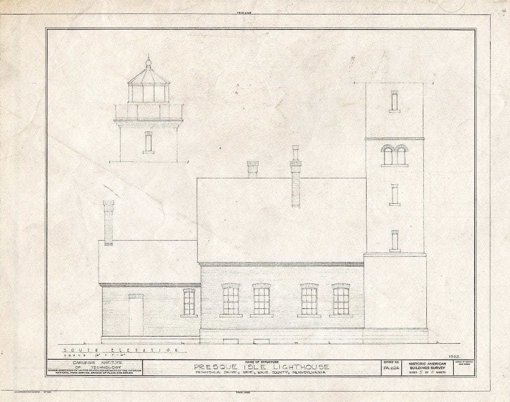 Blueprint HABS PA,25-ERI,8- (Sheet 5 of 6) - Presque Isle Lighthouse, Peninsula Drive, Presque Isle State Park, Erie, Erie County, PA