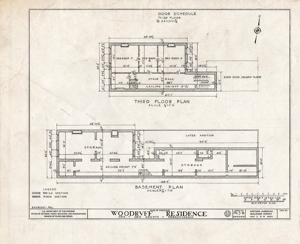 Blueprint HABS PA,25-ERI,3- (Sheet 3 of 6) - Woodruff House, 417 State Street, Erie, Erie County, PA