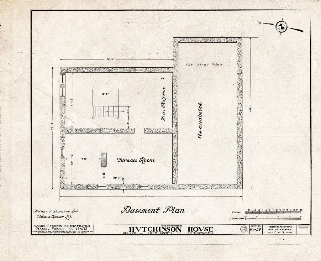 Blueprint HABS PA,25-GIRA,1- (Sheet 1 of 7) - Hutchinson House, 155 East Main Street, Girard, Erie County, PA