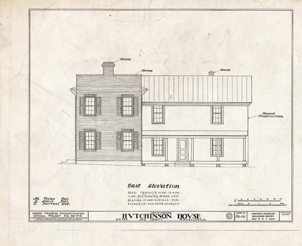Blueprint HABS PA,25-GIRA,1- (Sheet 5 of 7) - Hutchinson House, 155 East Main Street, Girard, Erie County, PA