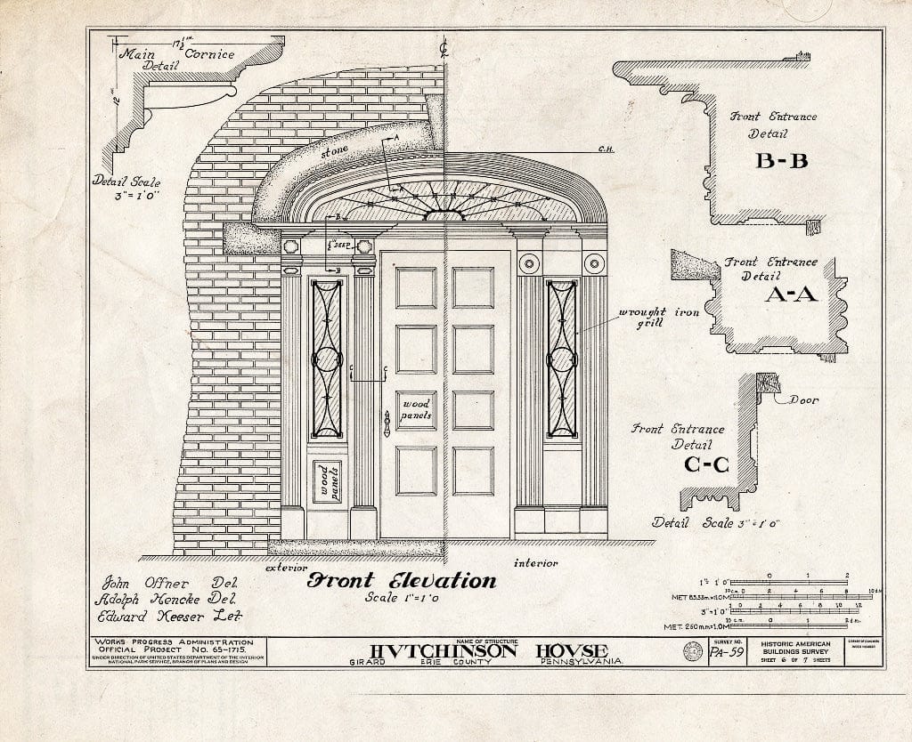 Blueprint HABS PA,25-GIRA,1- (Sheet 6 of 7) - Hutchinson House, 155 East Main Street, Girard, Erie County, PA
