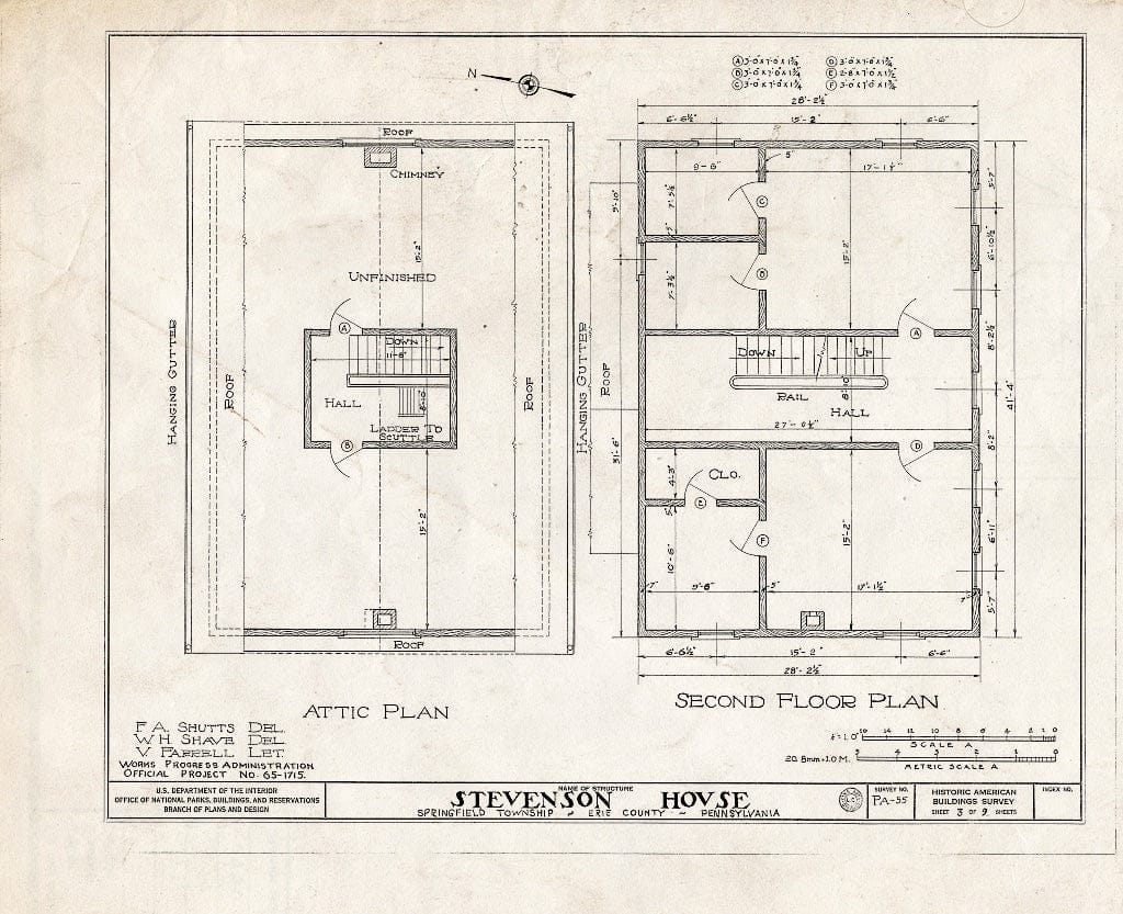 Blueprint HABS PA,25-SPRIFN,1- (Sheet 3 of 9) - Stevenson House, Lake Road (State Route 99), North Springfield, Erie County, PA
