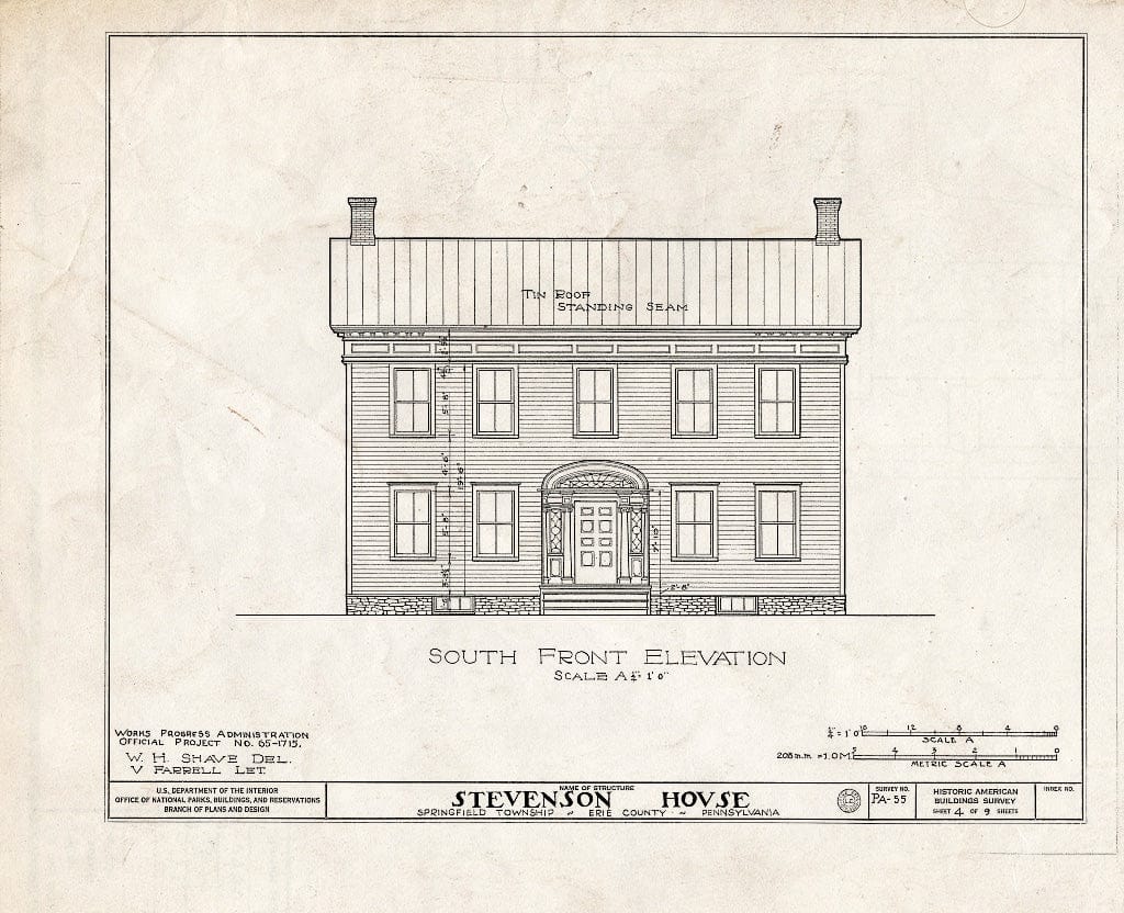 Blueprint HABS PA,25-SPRIFN,1- (Sheet 4 of 9) - Stevenson House, Lake Road (State Route 99), North Springfield, Erie County, PA