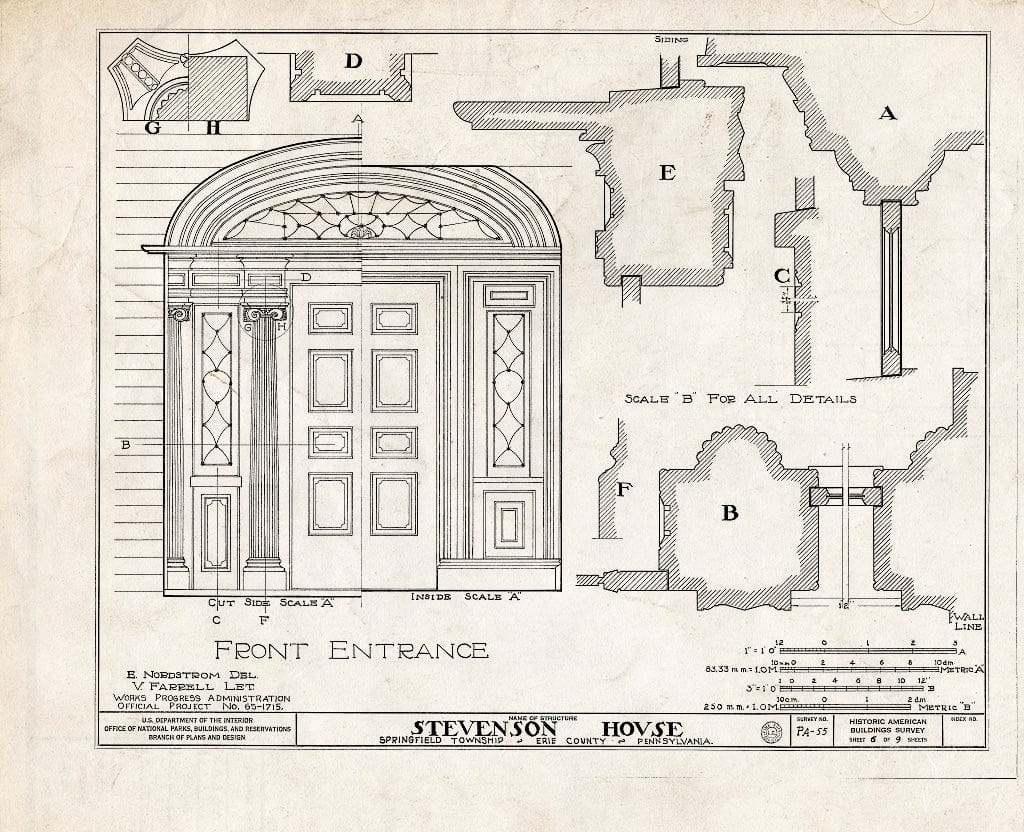 Blueprint HABS PA,25-SPRIFN,1- (Sheet 6 of 9) - Stevenson House, Lake Road (State Route 99), North Springfield, Erie County, PA