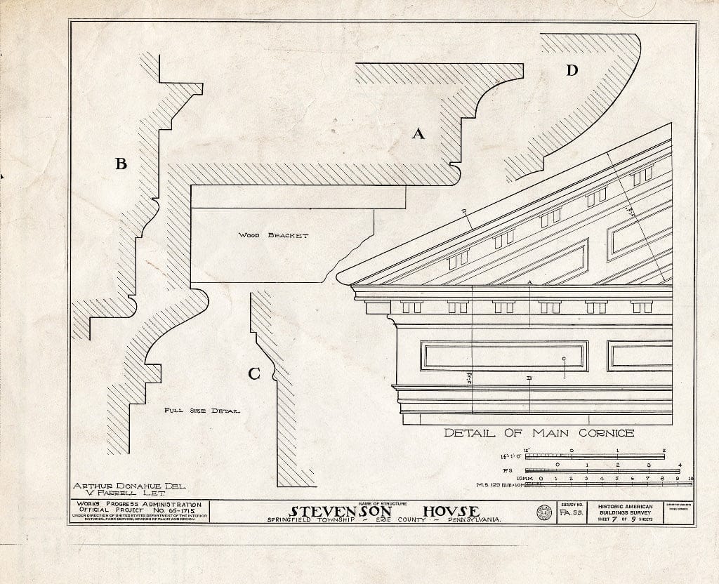 Blueprint HABS PA,25-SPRIFN,1- (Sheet 7 of 9) - Stevenson House, Lake Road (State Route 99), North Springfield, Erie County, PA