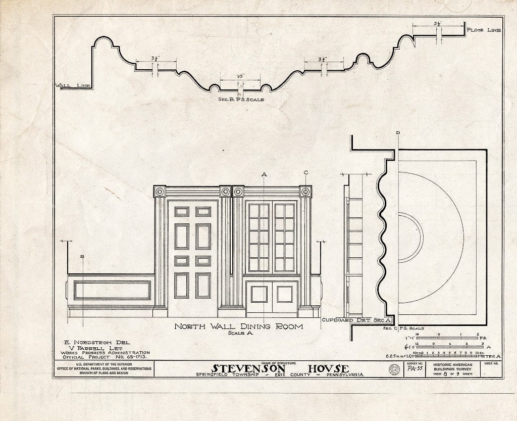 Blueprint HABS PA,25-SPRIFN,1- (Sheet 8 of 9) - Stevenson House, Lake Road (State Route 99), North Springfield, Erie County, PA
