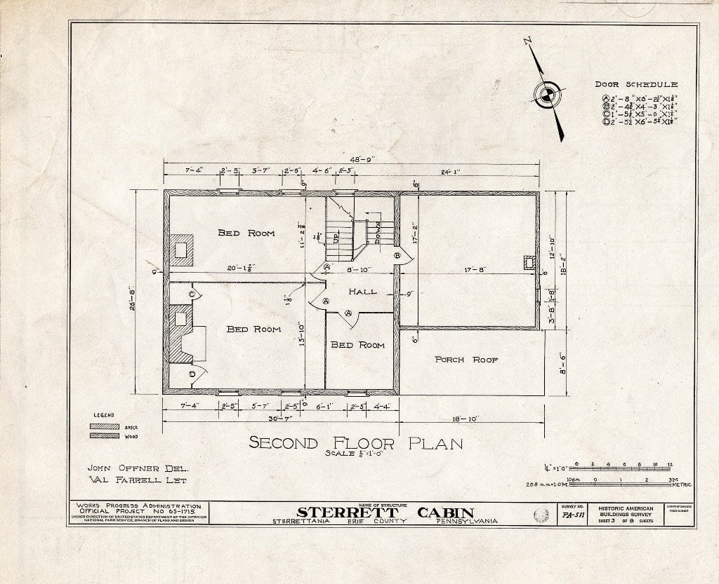Blueprint HABS PA,25-Ster,1- (Sheet 3 of 8) - Sterrett Cabin (Interiors), Conneaut Road, Sterrettania, Erie County, PA
