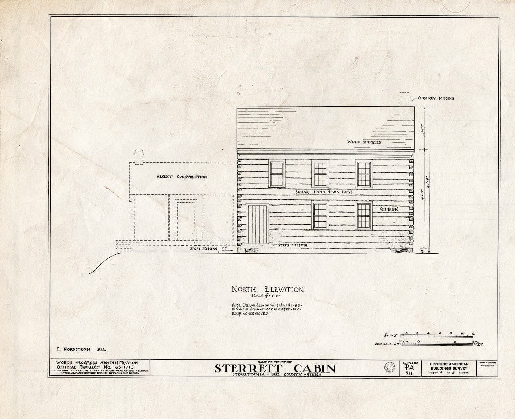 Blueprint HABS PA,25-Ster,1- (Sheet 4 of 8) - Sterrett Cabin (Interiors), Conneaut Road, Sterrettania, Erie County, PA
