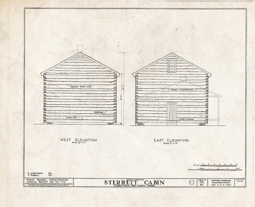 Blueprint HABS PA,25-Ster,1- (Sheet 6 of 8) - Sterrett Cabin (Interiors), Conneaut Road, Sterrettania, Erie County, PA