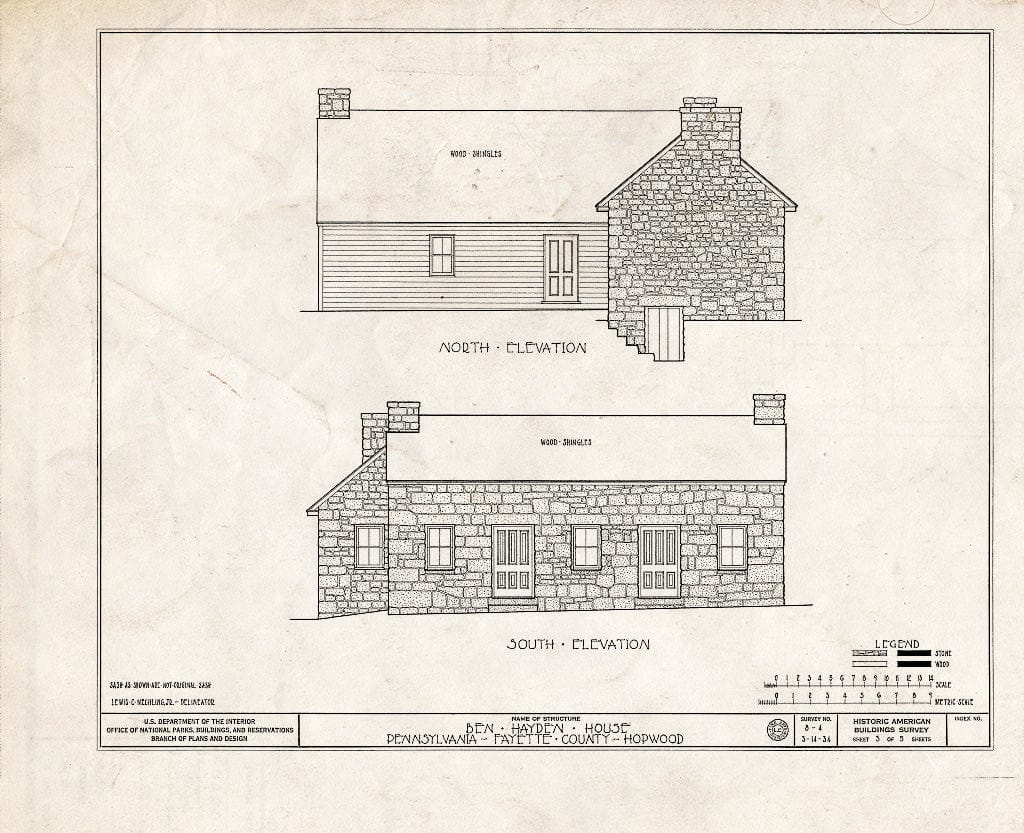 Blueprint HABS PA,26-HOP,1- (Sheet 3 of 5) - Ben Hayden House, National Pike, Route 40, Hopwood, Fayette County, PA