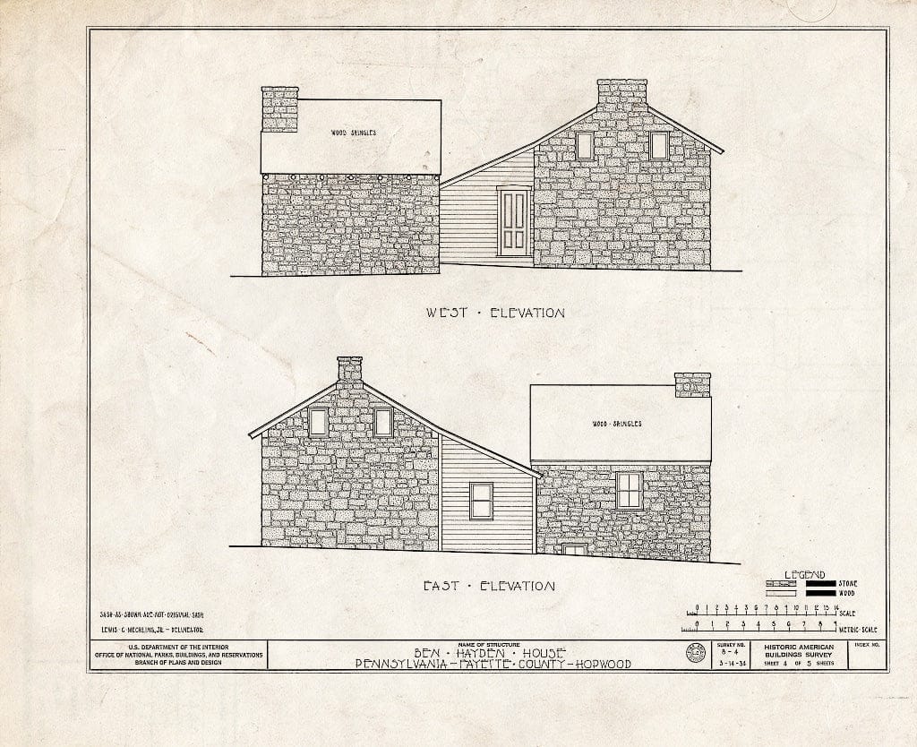 Blueprint HABS PA,26-HOP,1- (Sheet 4 of 5) - Ben Hayden House, National Pike, Route 40, Hopwood, Fayette County, PA
