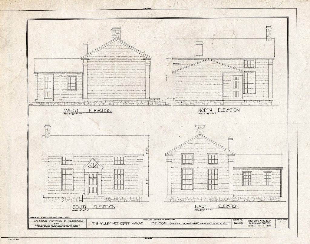 Blueprint HABS PA,30-BROC,1- (Sheet 4 of 4) - Valley Methodist Manse, North Side of T355 (Wayne Township), Brock, Greene County, PA