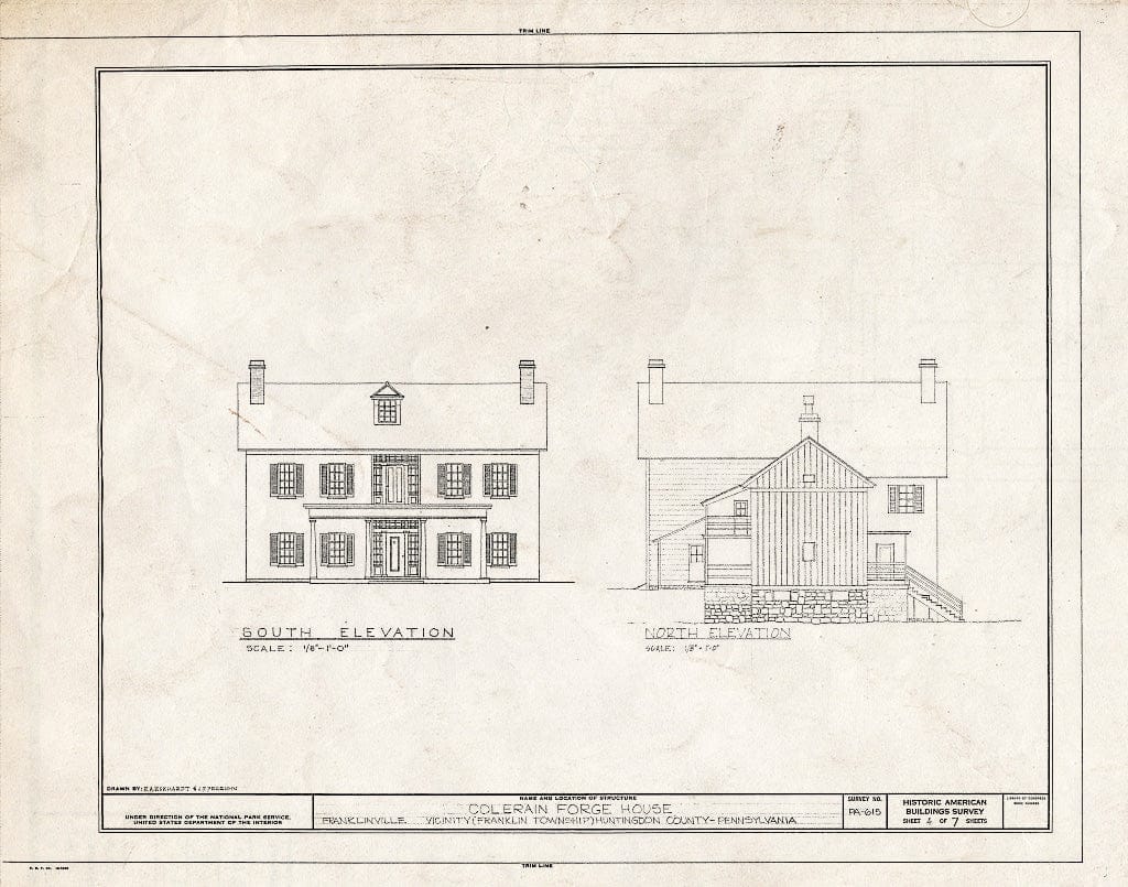 Blueprint HABS PA,31-FRNK.V,1- (Sheet 4 of 7) - Colerain Forge House, State Route 45 Vicinity (Franklin Township), Franklinville, Huntingdon County, PA