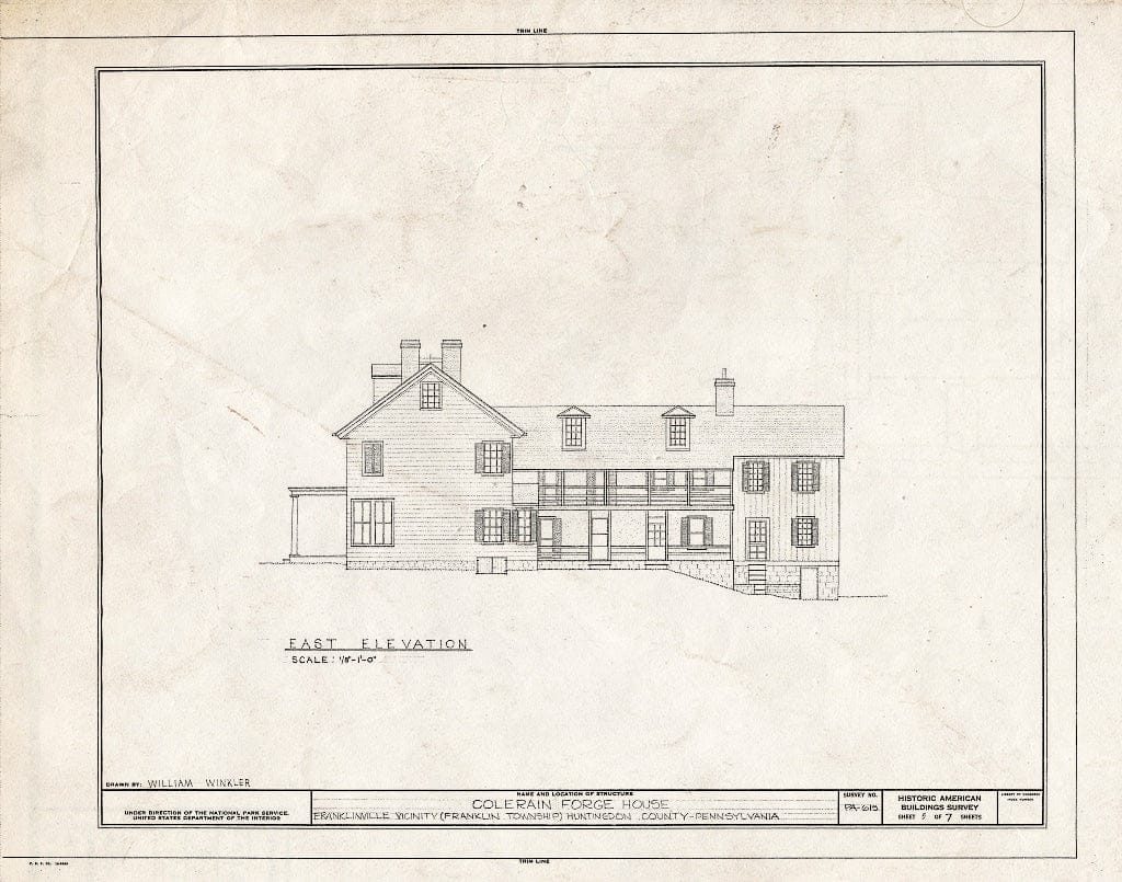 Blueprint HABS PA,31-FRNK.V,1- (Sheet 5 of 7) - Colerain Forge House, State Route 45 Vicinity (Franklin Township), Franklinville, Huntingdon County, PA