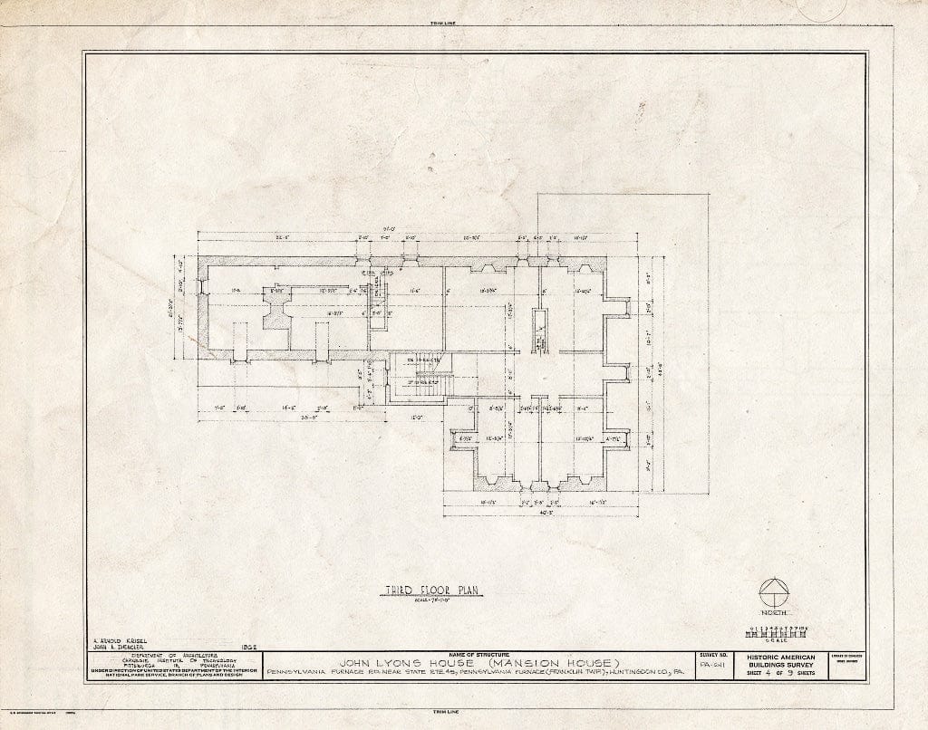 Blueprint HABS PA,31-PENFN,1- (Sheet 4 of 9) - John Lyons House, Pennsylvania Furnace Road (Franklin Township), Pennsylvania Furnace, Huntingdon County, PA