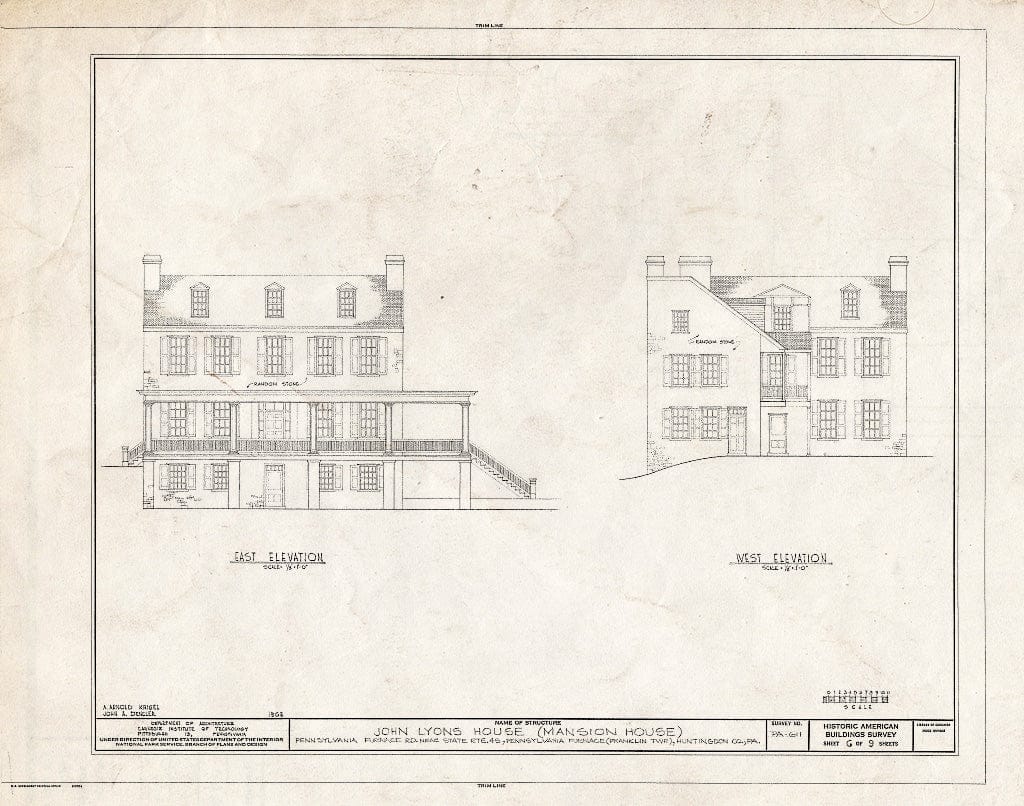Blueprint HABS PA,31-PENFN,1- (Sheet 6 of 9) - John Lyons House, Pennsylvania Furnace Road (Franklin Township), Pennsylvania Furnace, Huntingdon County, PA