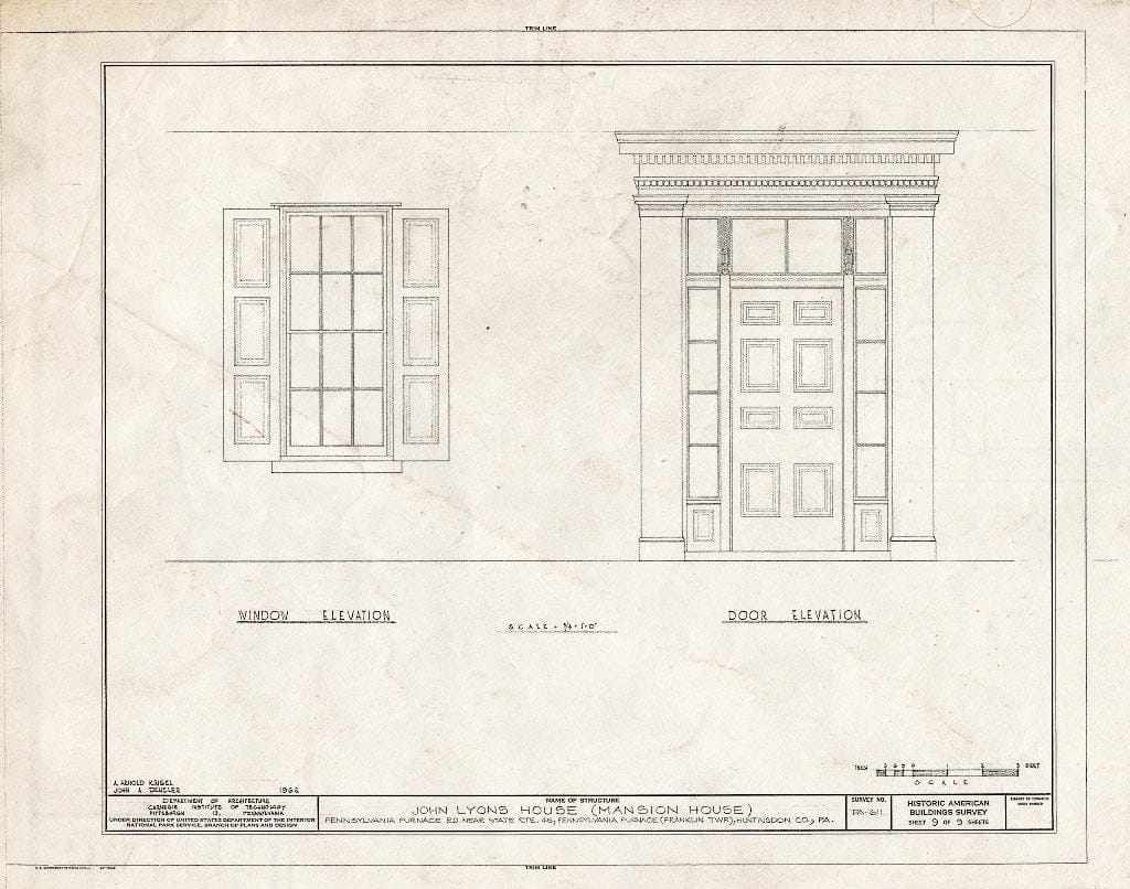 Blueprint HABS PA,31-PENFN,1- (Sheet 9 of 9) - John Lyons House, Pennsylvania Furnace Road (Franklin Township), Pennsylvania Furnace, Huntingdon County, PA