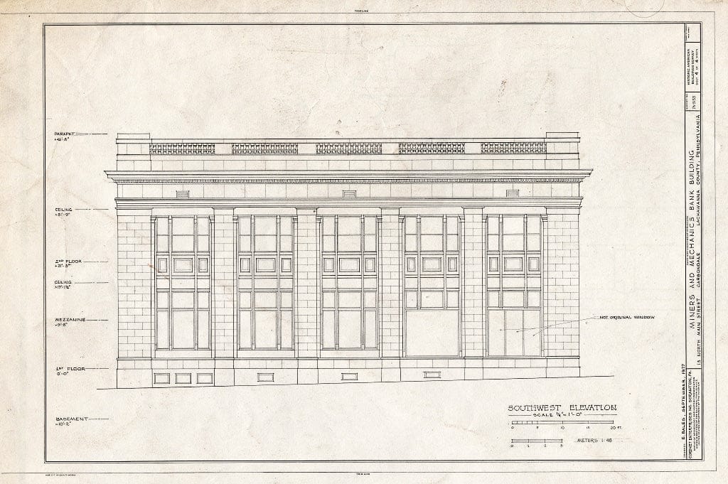 Blueprint HABS PA,35-CARB,1- (Sheet 4 of 4) - Miners & Mechanics Bank Building, 13 North Main Street, Carbondale, Lackawanna County, PA