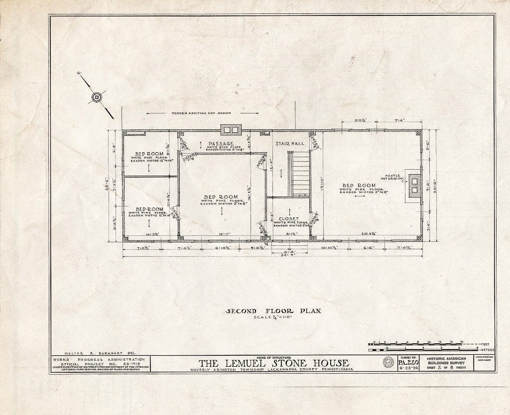 Blueprint HABS PA,35-WAV,2- (Sheet 2 of 8) - Lemuel Stone House, Clarks Green, Lackawanna County, PA